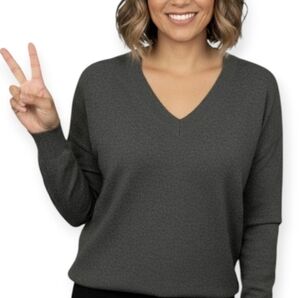 Y2K Gap Cashmere Blend Sweater Tunic Large Boxy V-Neck Cozy Oversized Long Sleev